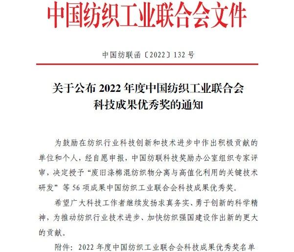 淄博朗达复合材料有限公司荣获“2022年度中国纺